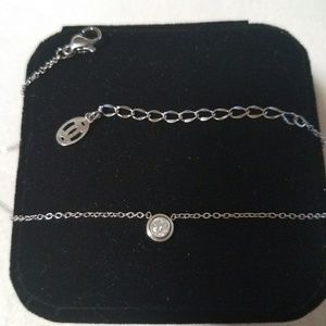 Single CZ Diamond Pendant White Gold Necklace DBTY